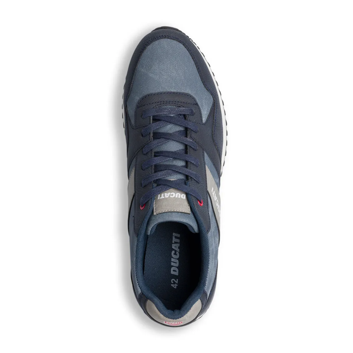 Sneakers blu jeans da uomo con logo laterale Ducati
