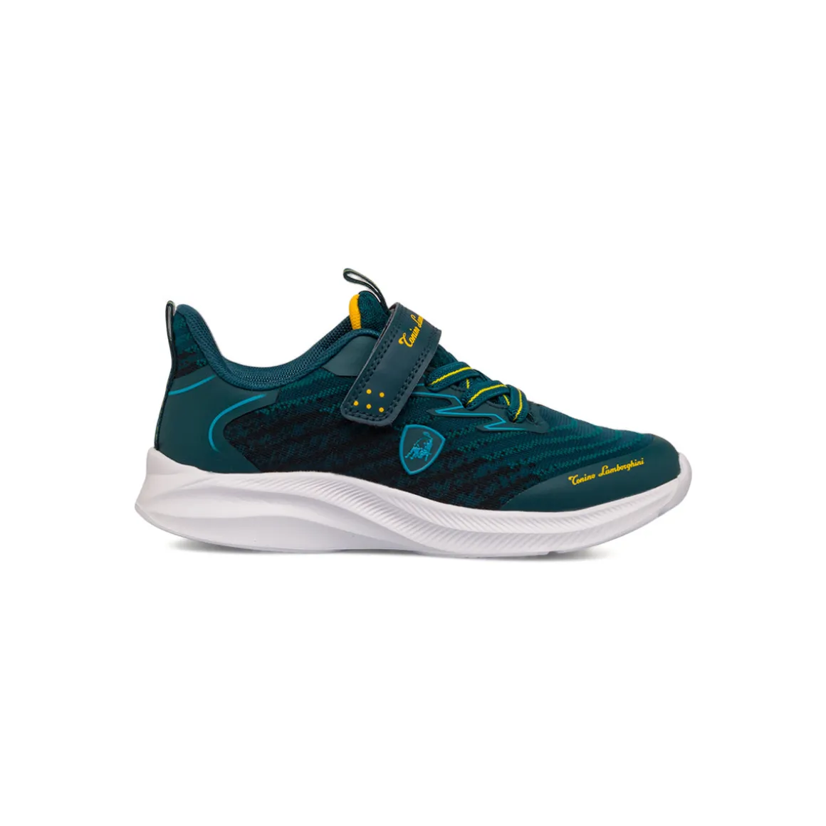Sneakers blu ottanio con dettagli gialli da bambino Tonino Lamborghini