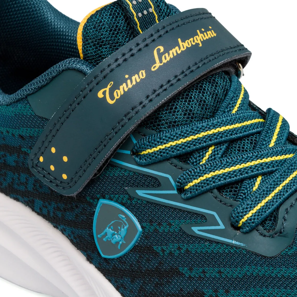Sneakers blu ottanio con dettagli gialli da bambino Tonino Lamborghini