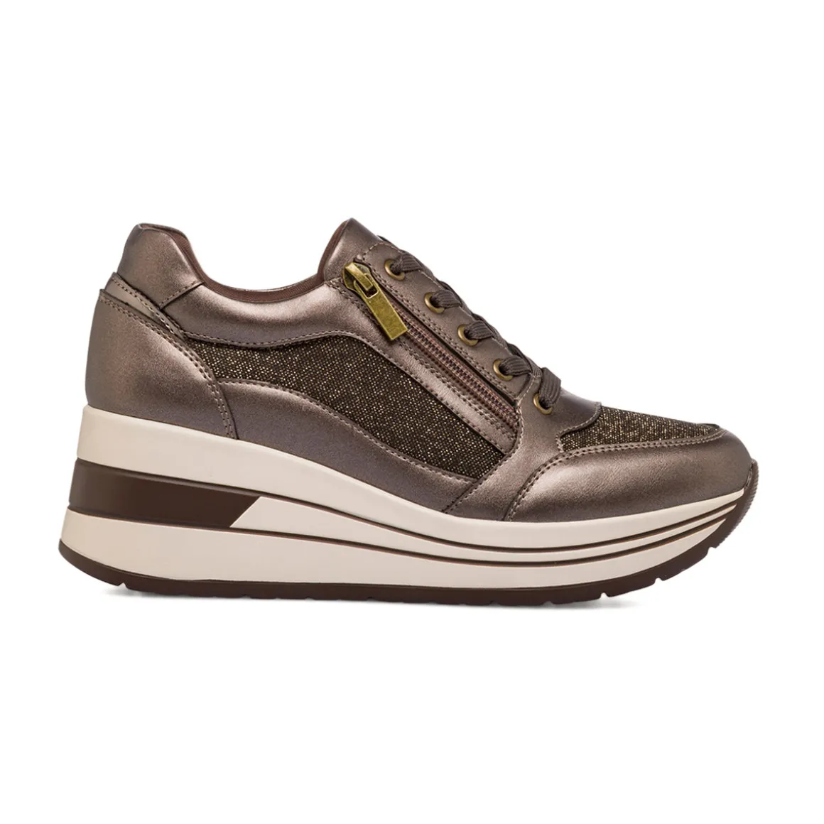 Sneakers bronzo da Donna con zip e plateau Lora Ferres
