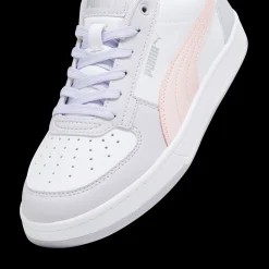 Sneakers casual bianche con dettagli lilla e rosa e logo Puma caven 2.0.