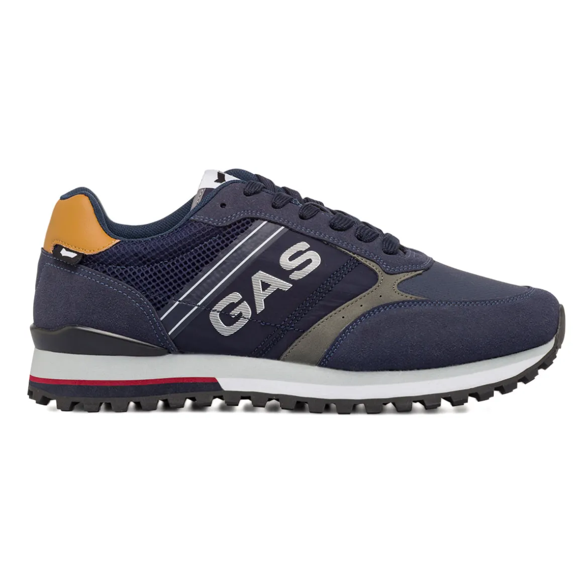 Sneakers casual blu da uomo con logo laterale Gas