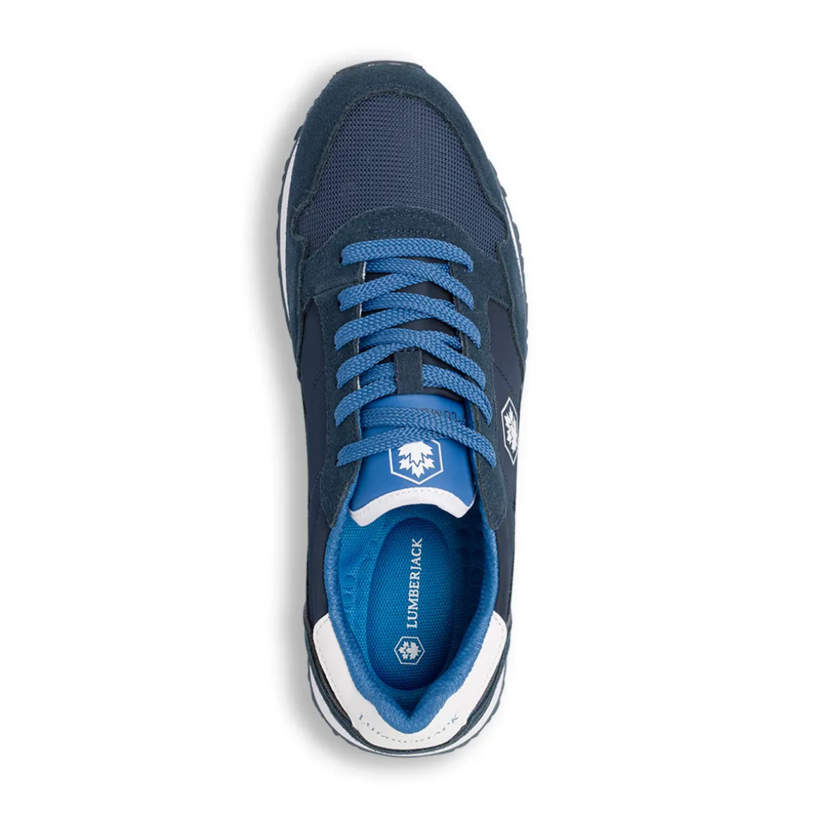 Sneakers casual blu da Uomo in tessuto e pelle con logo Lumberjack