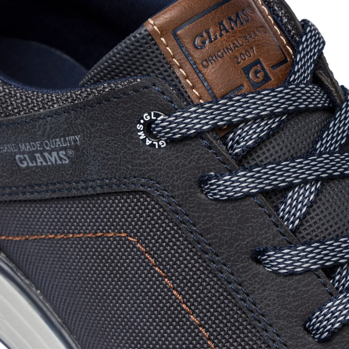 Sneakers casual da uomo blu con logo Glams