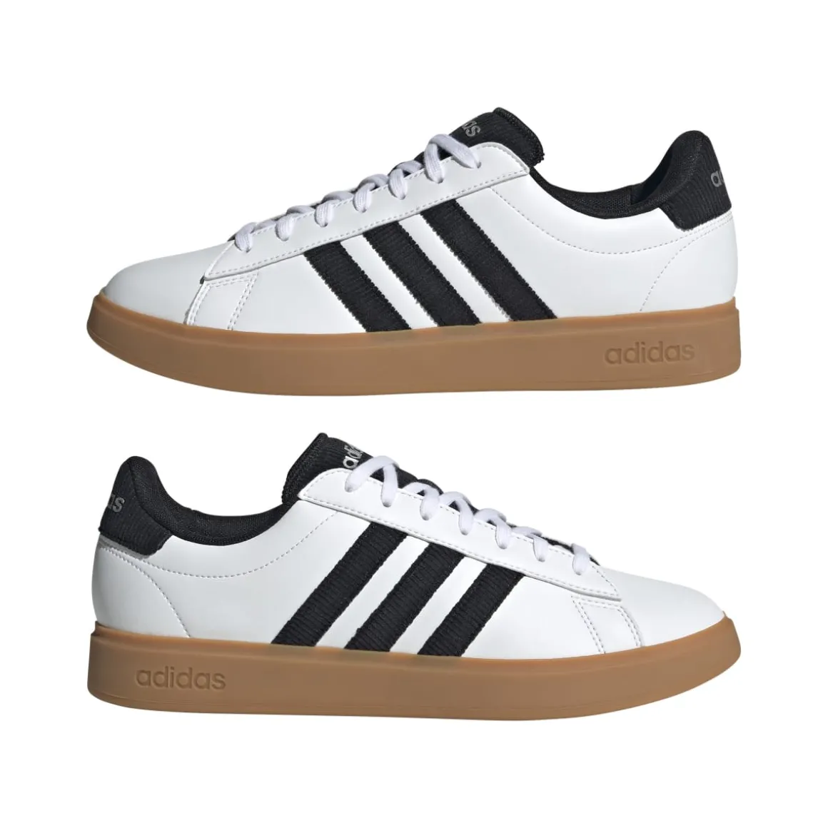 Sneakers casual da uomo bianche e nere con logo adidas Grand Court 2.0