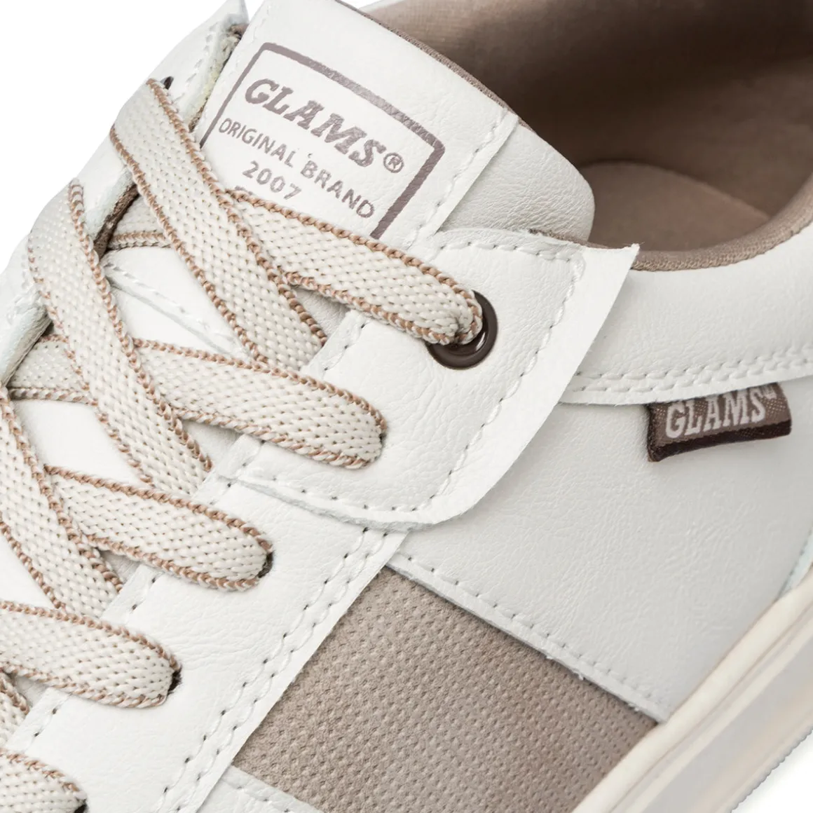Sneakers casual da uomo bianche off white con logo Glams