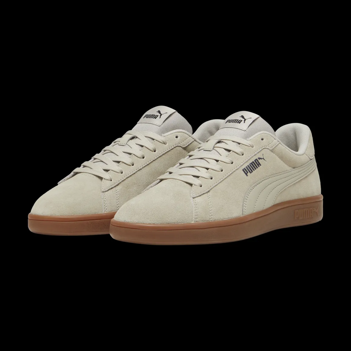 Sneakers casual da uomo in pelle scamosciata beige con logo Puma Smash 3.0