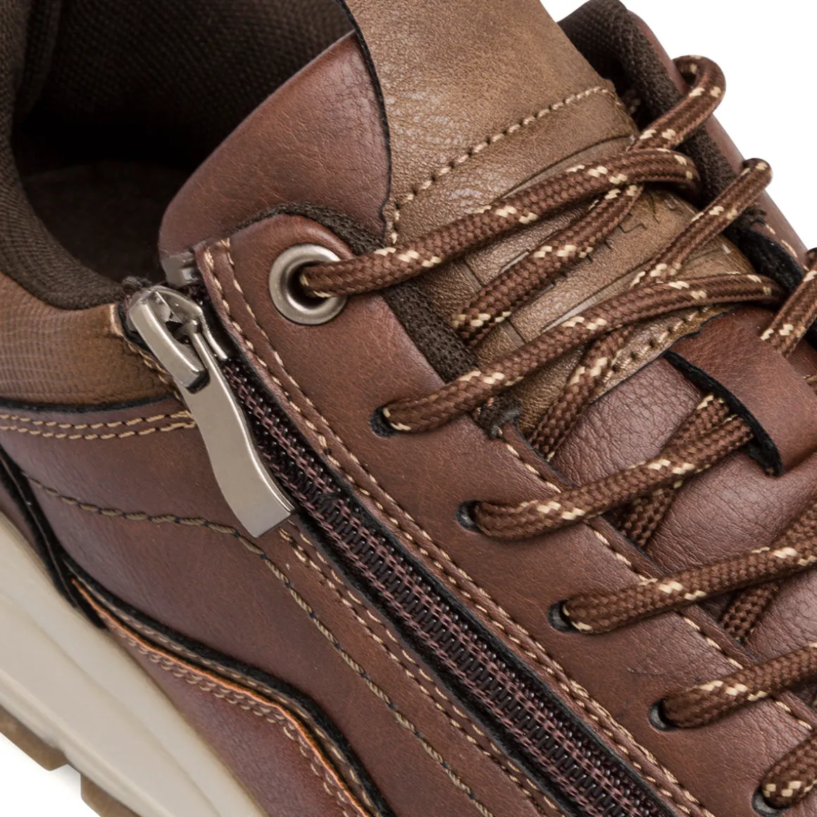 Sneakers casual da uomo marroni con zip Gate 76