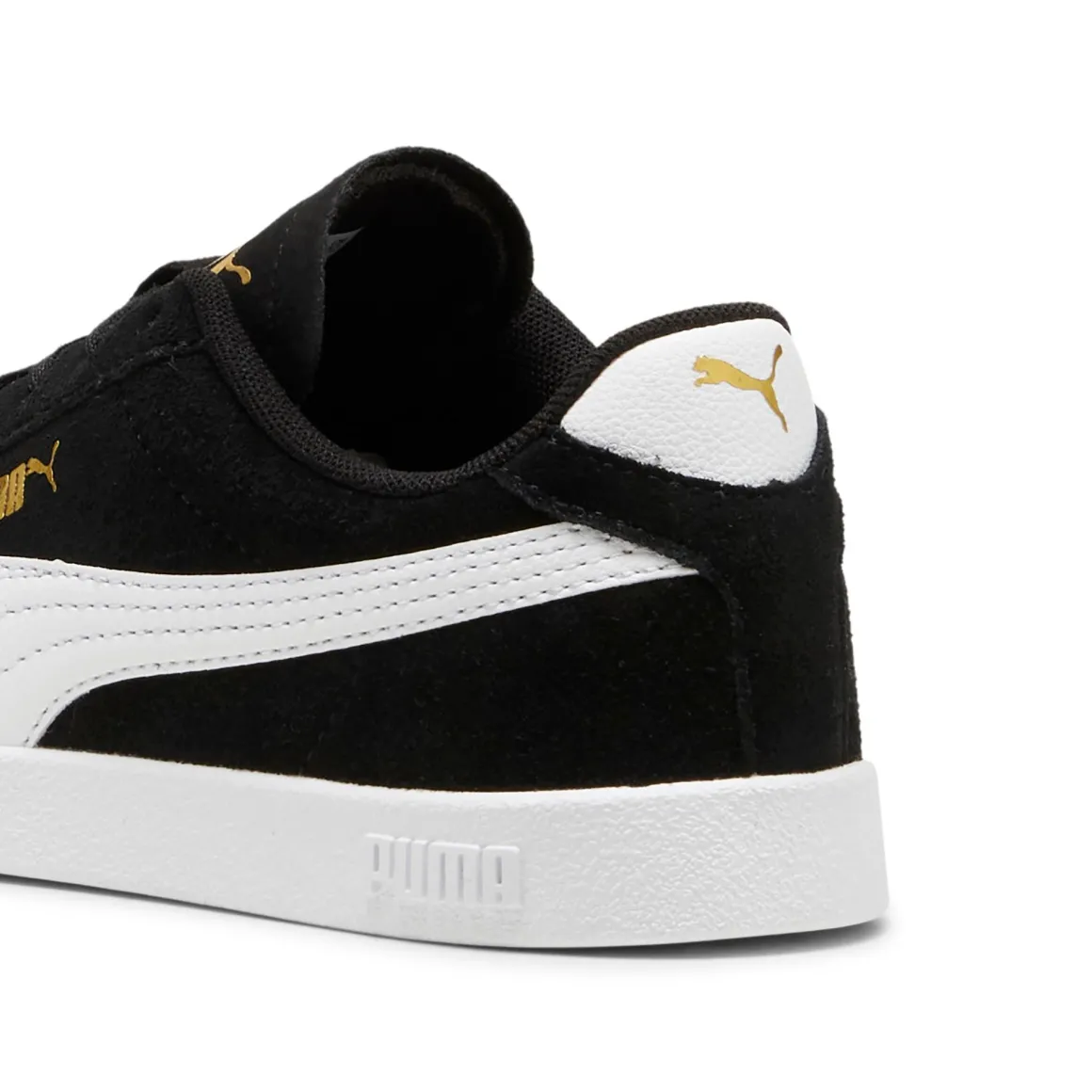 Sneakers casual nere da ragazzo e ragazza in pelle effetto scamosciato Puma Club II