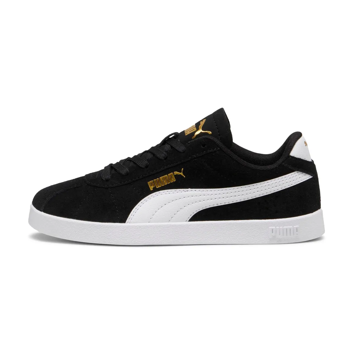 Sneakers casual nere da ragazzo e ragazza in pelle effetto scamosciato Puma Club II