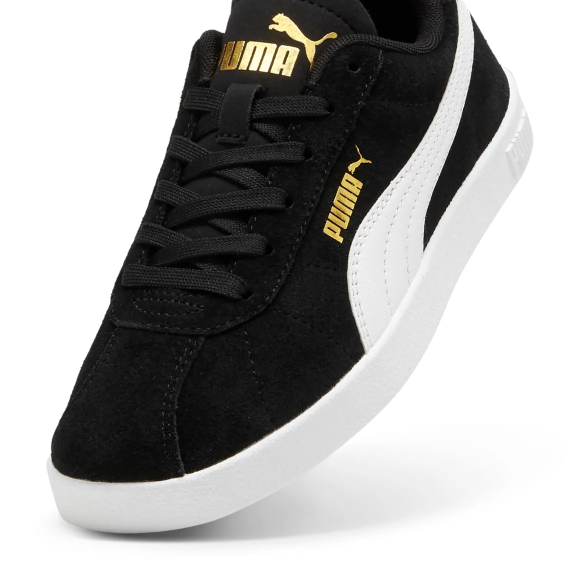 Sneakers casual nere da ragazzo e ragazza in pelle effetto scamosciato Puma Club II