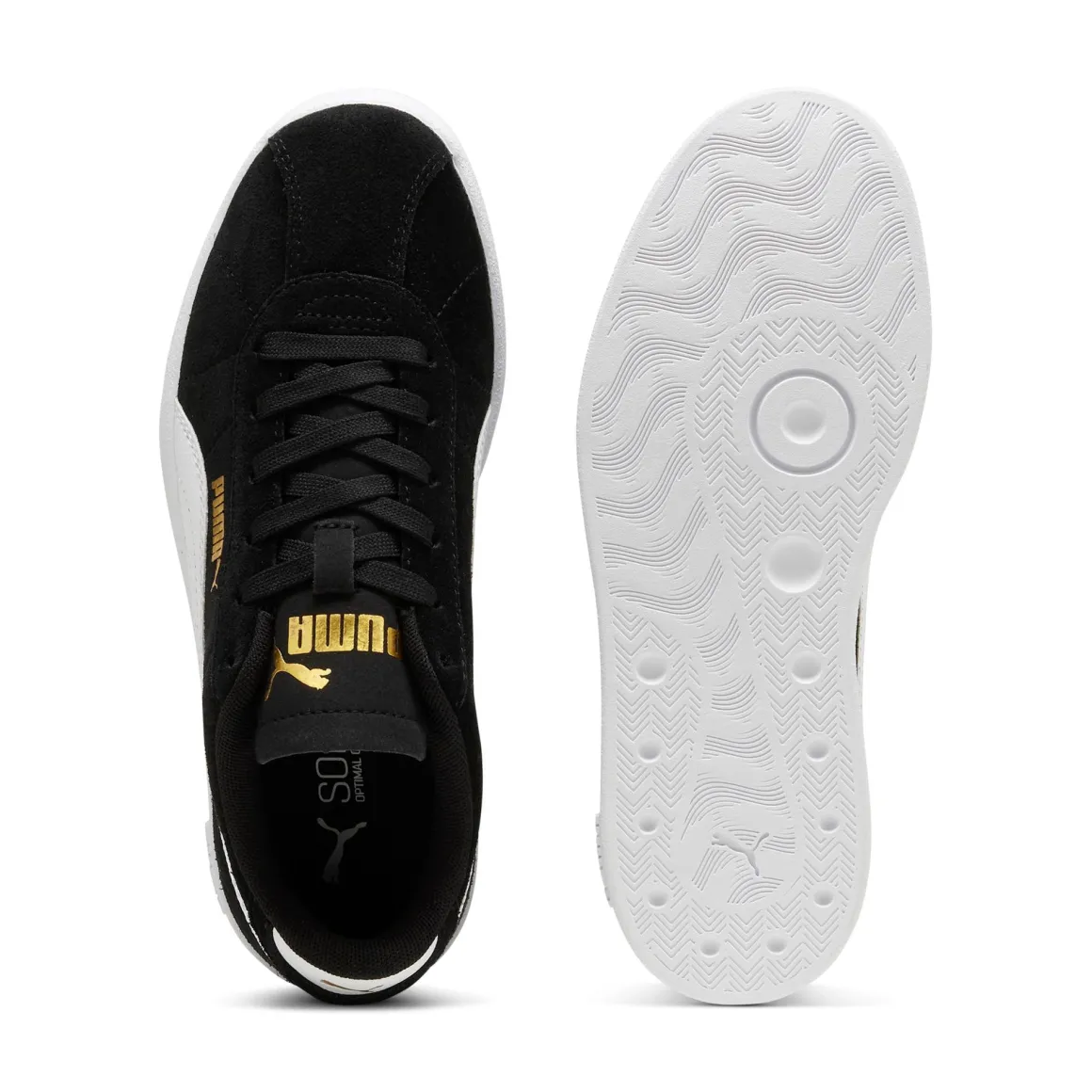 Sneakers casual nere da ragazzo e ragazza in pelle effetto scamosciato Puma Club II