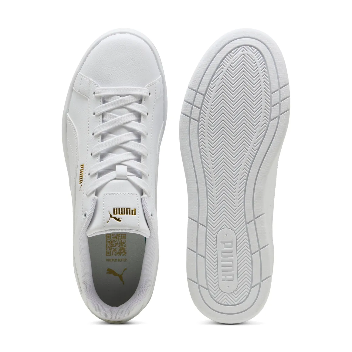Sneakers casual unisex bianche con logo dorato Puma Court Classico
