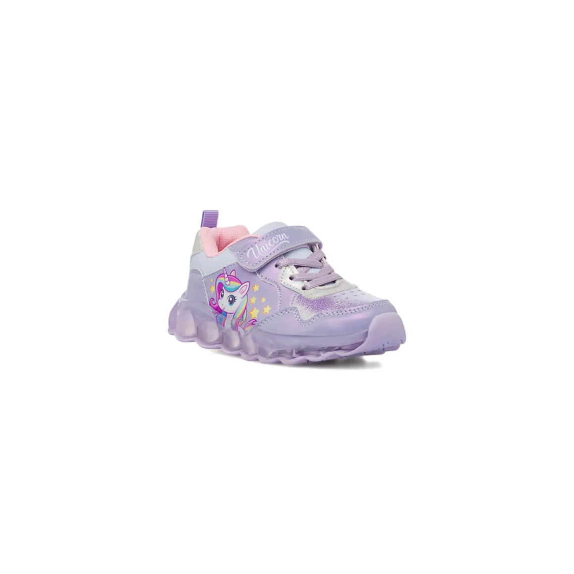 Sneakers con luci e strappo lilla da Bambina Unicorno