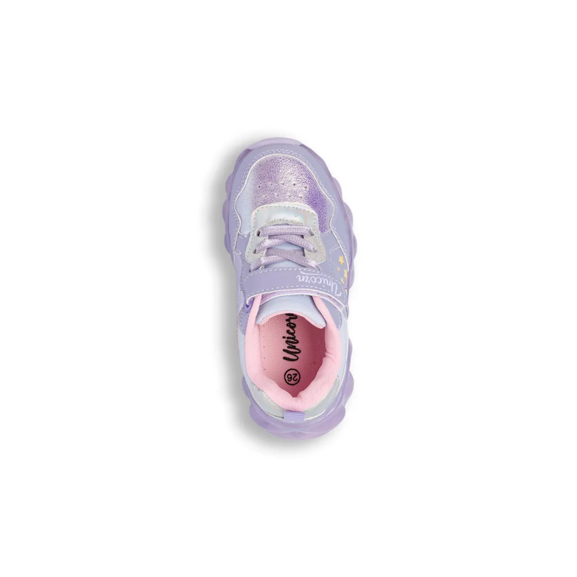 Sneakers con luci e strappo lilla da Bambina Unicorno