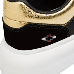 Sneakers con suola platform nere da donna con dettaglio oro Americanino