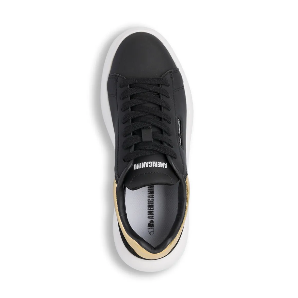 Sneakers con suola platform nere da donna con dettaglio oro Americanino