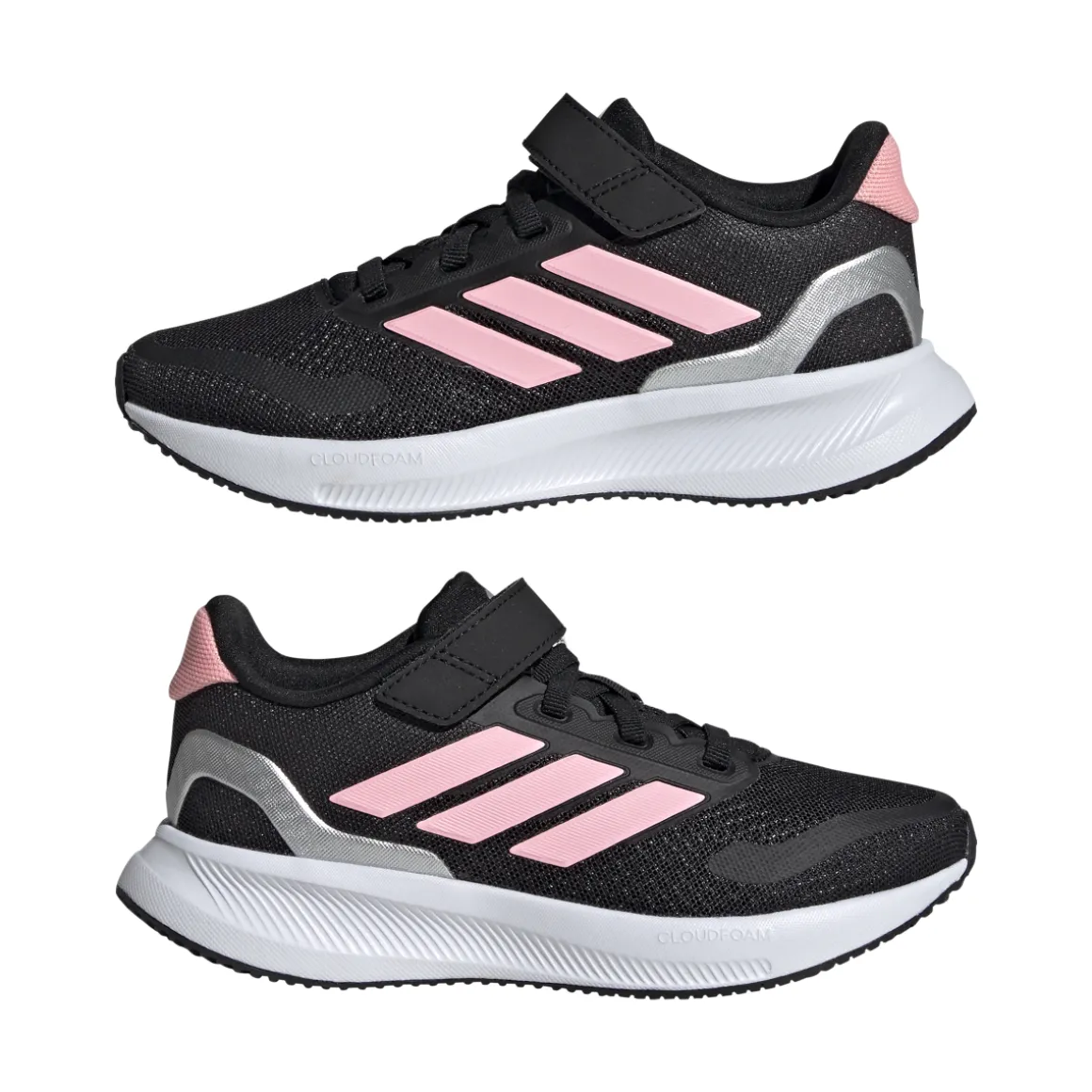Sneakers da bambina nere con strappo in velcro adidas Runfalcon 5