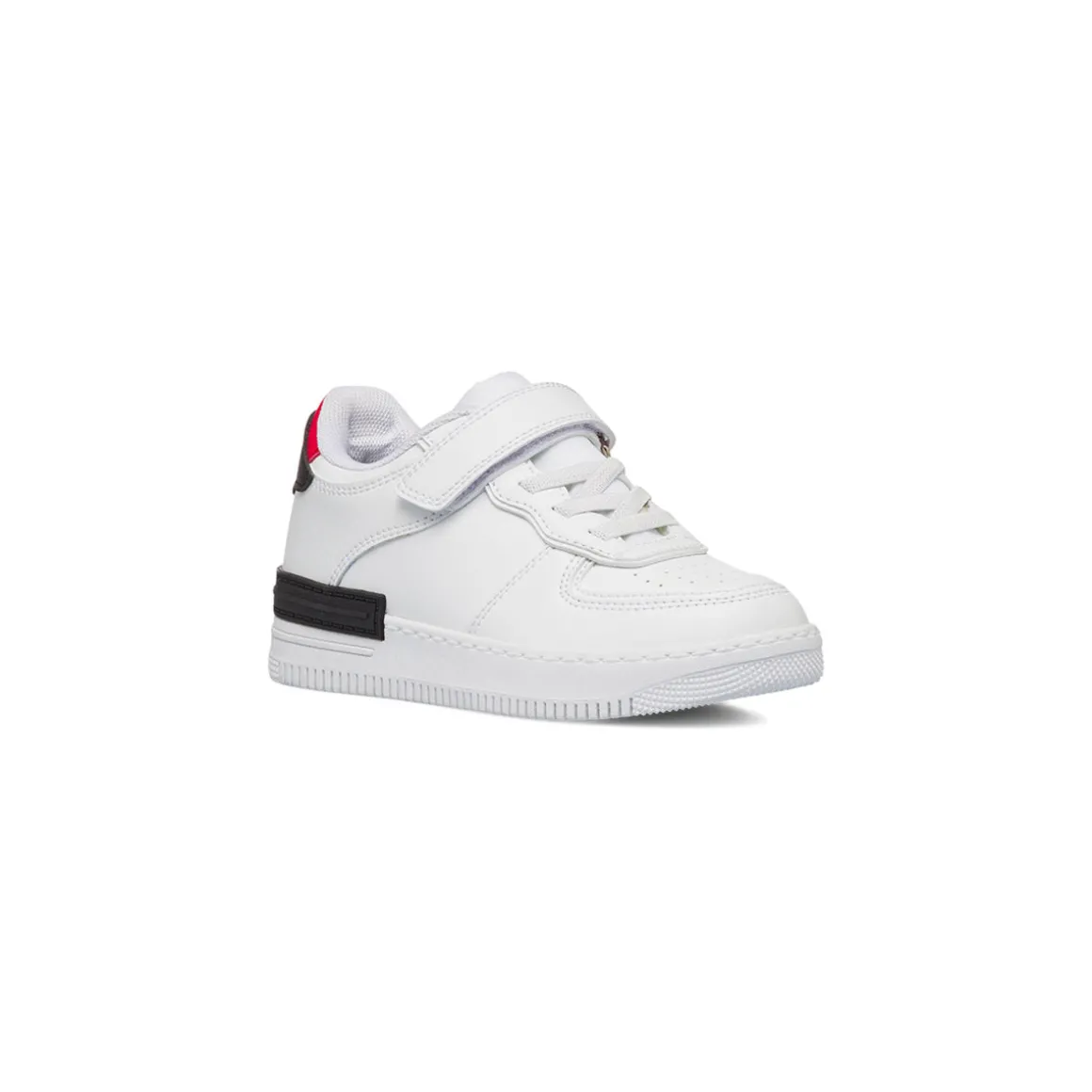 Sneakers da bambino bianche con dettagli neri e rossi Birilli&Monelli