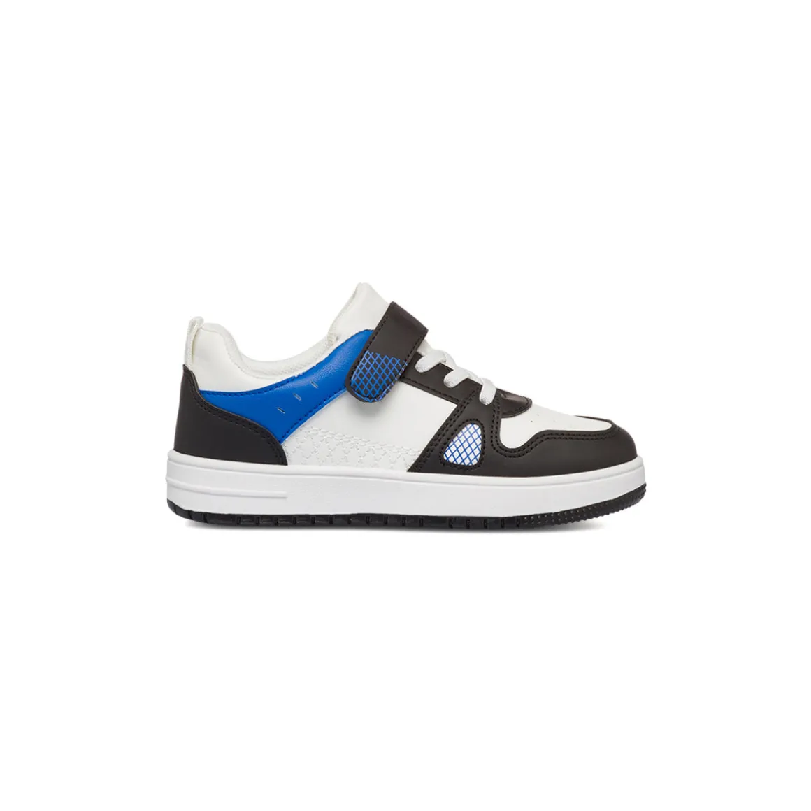 Sneakers da bambino bianche con dettagli neri e blu Birilli&Monelli