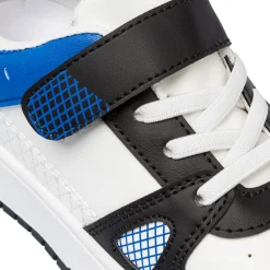 Sneakers da bambino bianche con dettagli neri e blu Birilli&Monelli