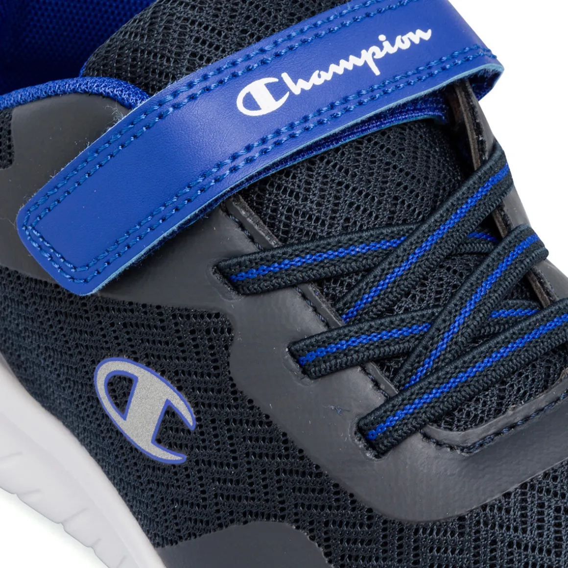 Sneakers da bambino blu con logo Champion Softy Evolve