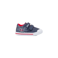 Sneakers da bambino blu in tela con stampa ragnatela e strappi in velcro Chicco