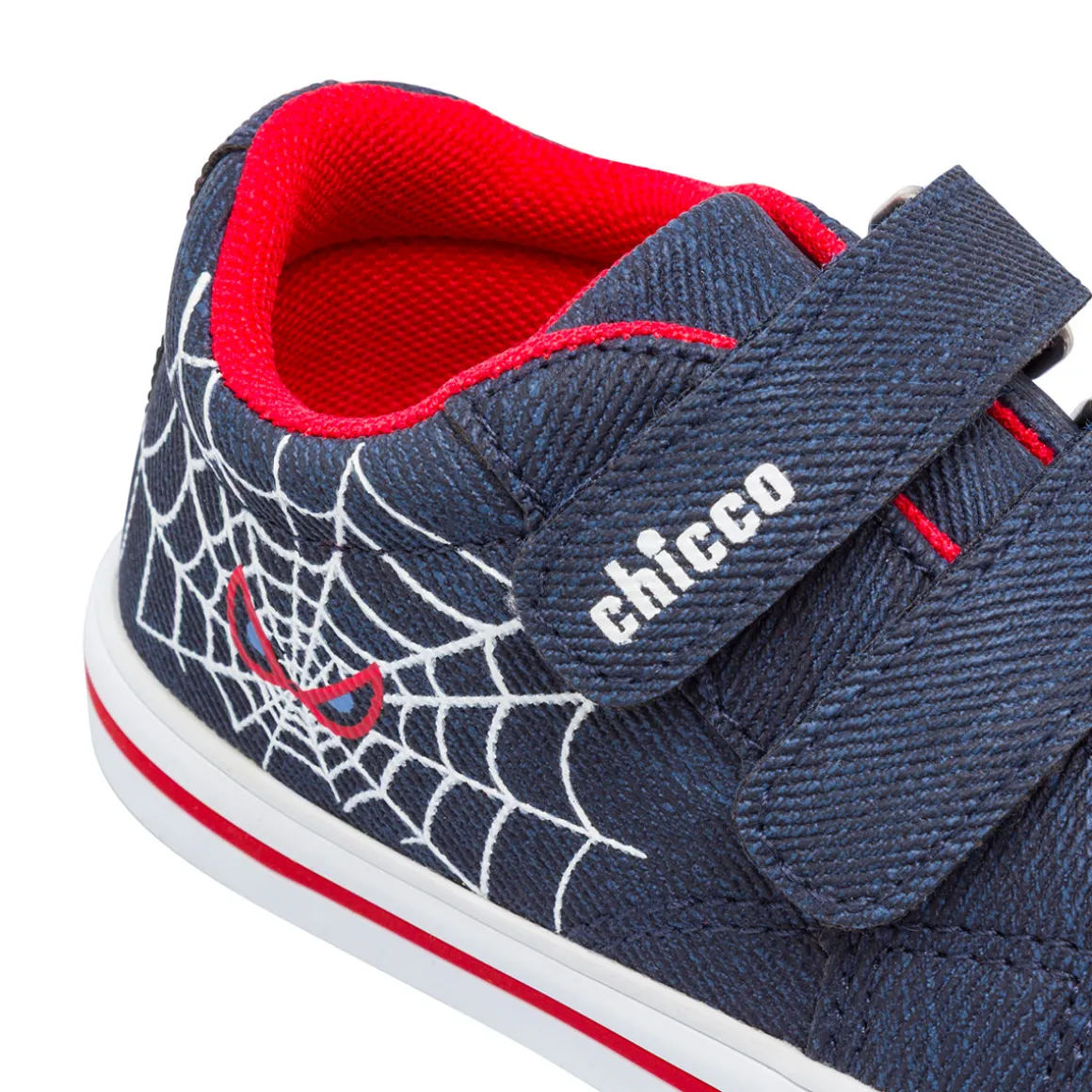 Sneakers da bambino blu in tela con stampa ragnatela e strappi in velcro Chicco