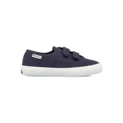 Sneakers da Bambino blu in tessuto con doppio strappo Superga