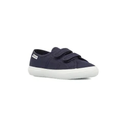Sneakers da Bambino blu in tessuto con doppio strappo Superga