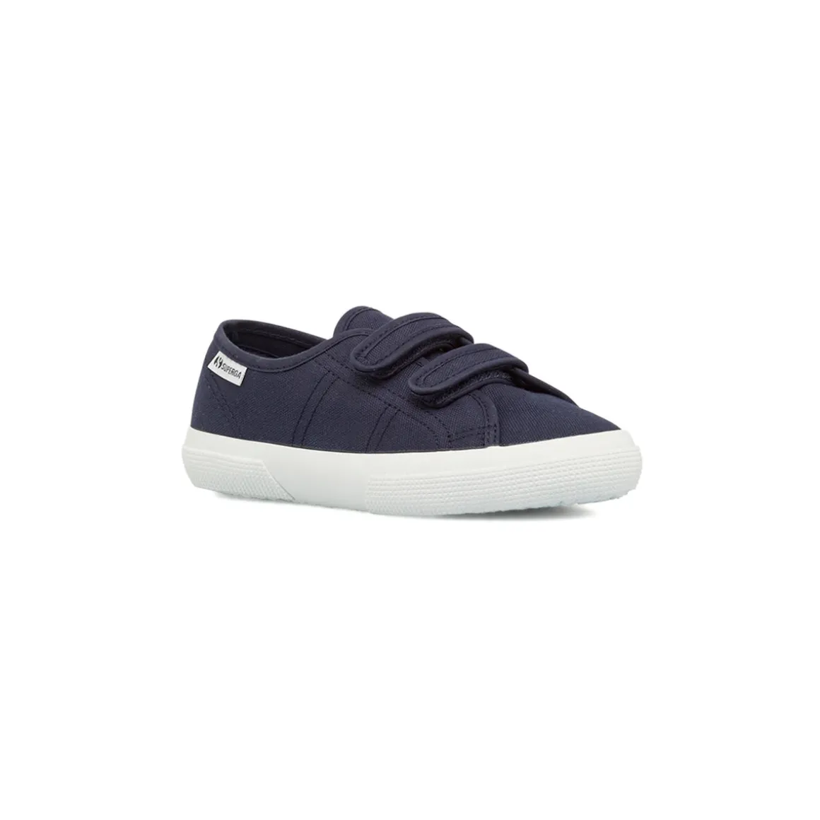 Sneakers da Bambino blu in tessuto con doppio strappo Superga