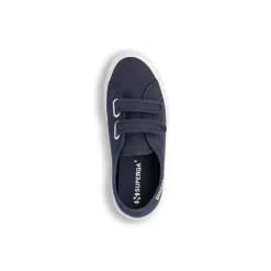 Sneakers da Bambino blu in tessuto con doppio strappo Superga