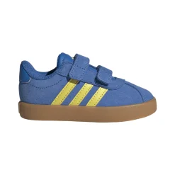 Sneakers da bambino e bambina blu con dettagli gialli adidas VL Court 3.0