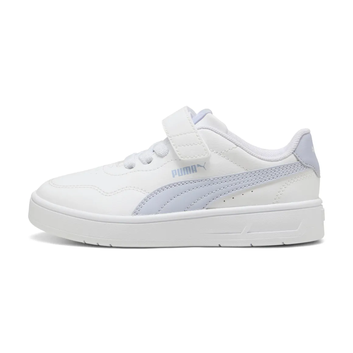 Sneakers da bambino e bambina bianche con dettaglio azzurro Puma Court Lally