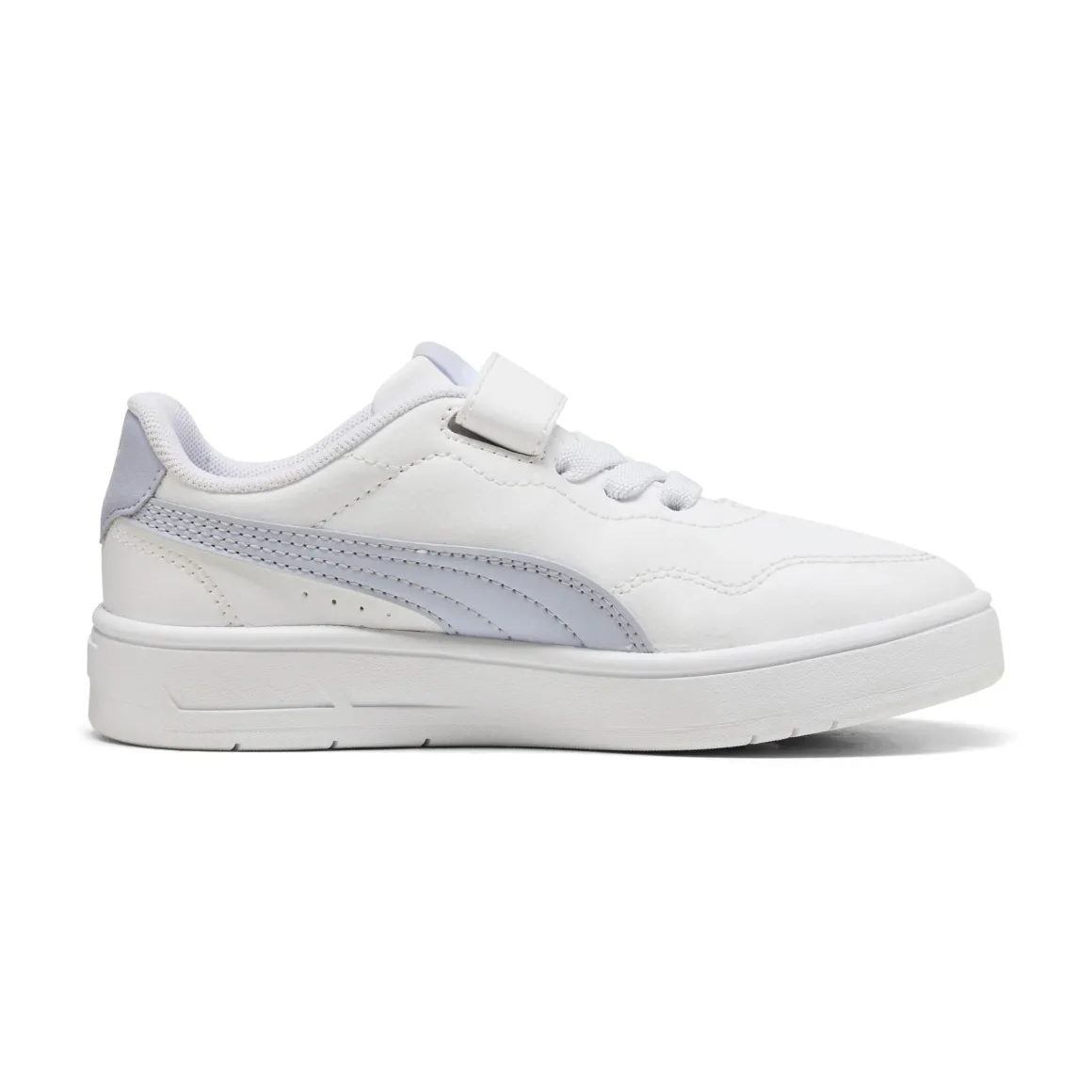 Sneakers da bambino e bambina bianche con dettaglio azzurro Puma Court Lally