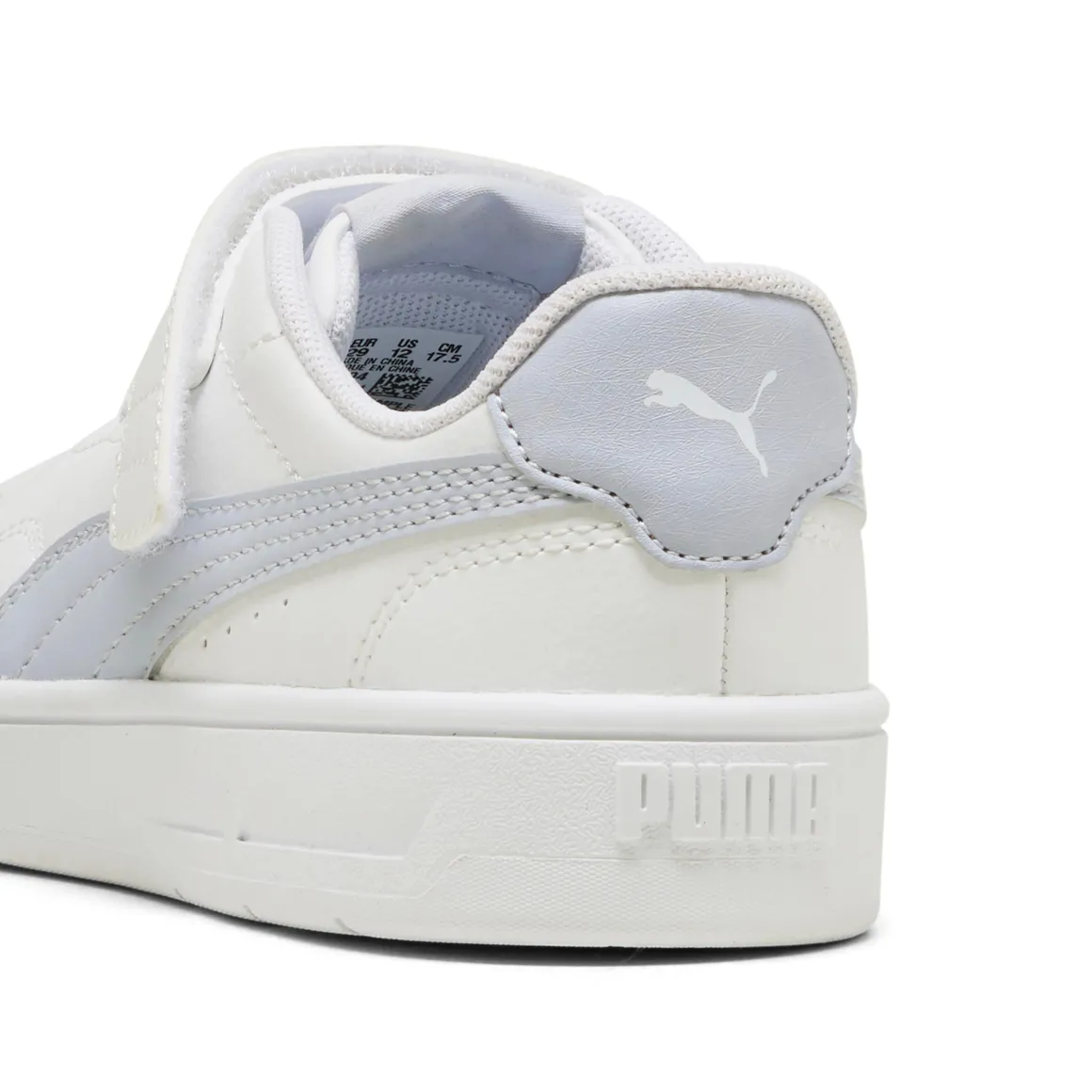Sneakers da bambino e bambina bianche con dettaglio azzurro Puma Court Lally