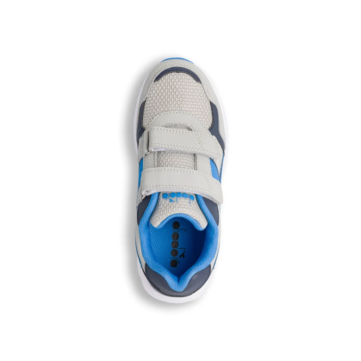 Sneakers da Bambino grigie e blu con strappo e logo Diadora Falcon 5