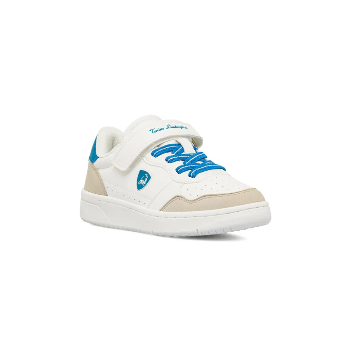 Sneakers da bambino Tonino Lamborghini bianche con dettagli azzurri