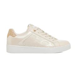 Sneakers da donna beige Soprani Sport con dettagli oro e suola platform