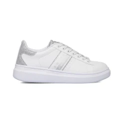Sneakers da donna bianche con dettagli argento glitter Swish Jeans