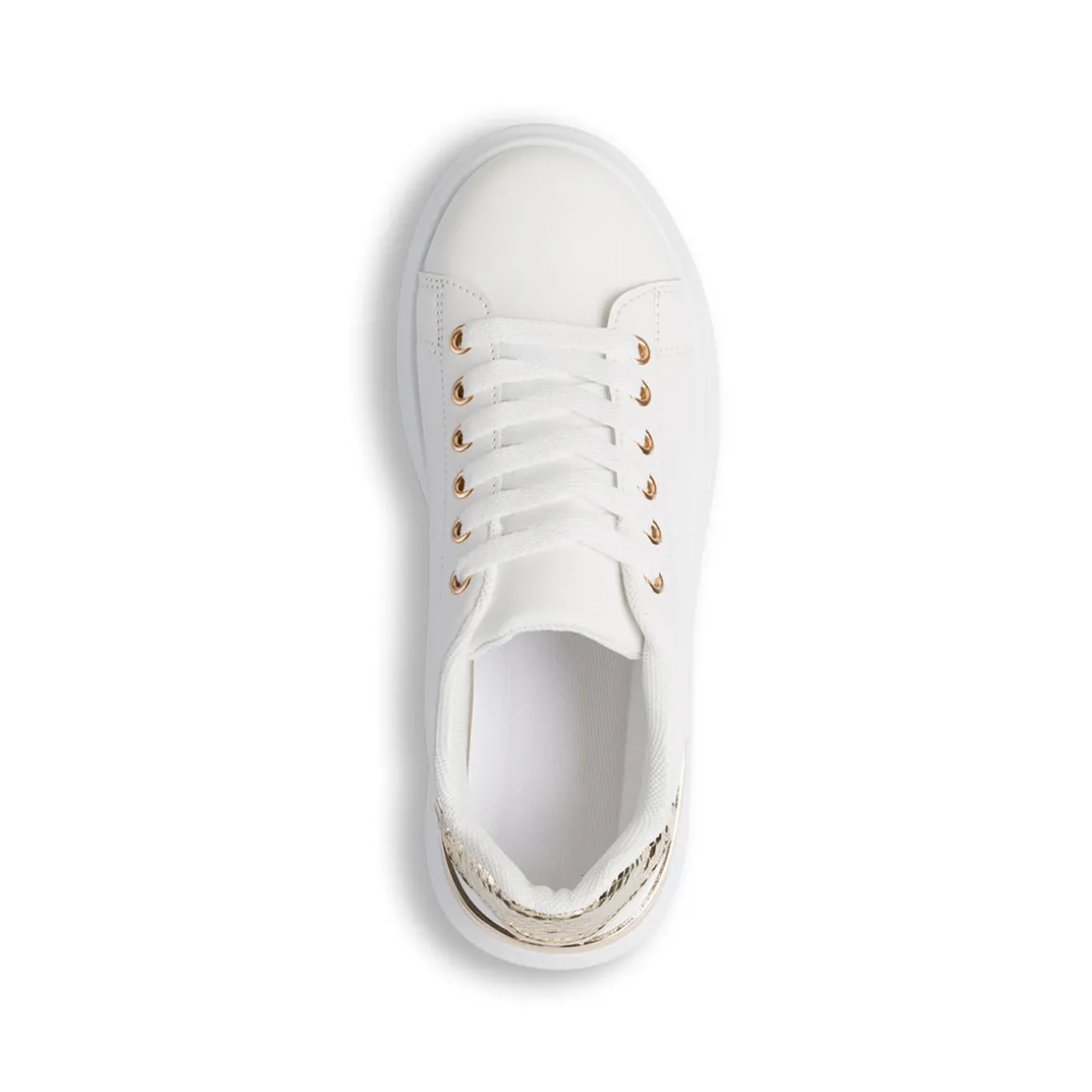Sneakers da donna bianche Lora Ferres con dettagli in oro e suola platform