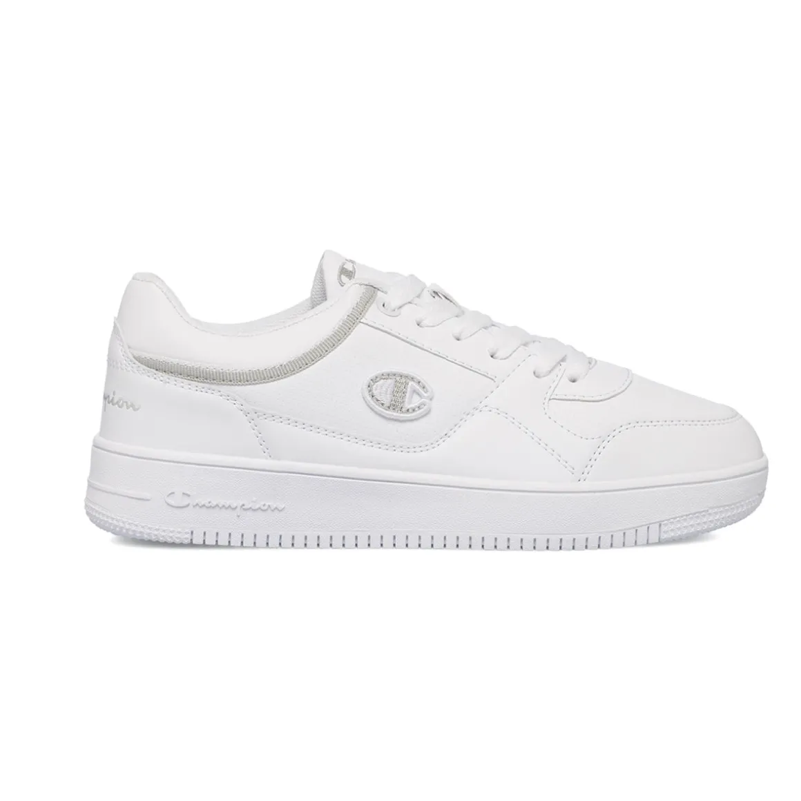 Sneakers da donna bianche con dettagli grigi e logo Champion Low Cut