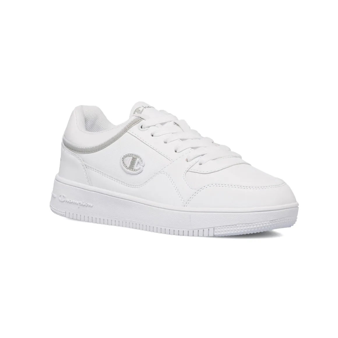 Sneakers da donna bianche con dettagli grigi e logo Champion Low Cut