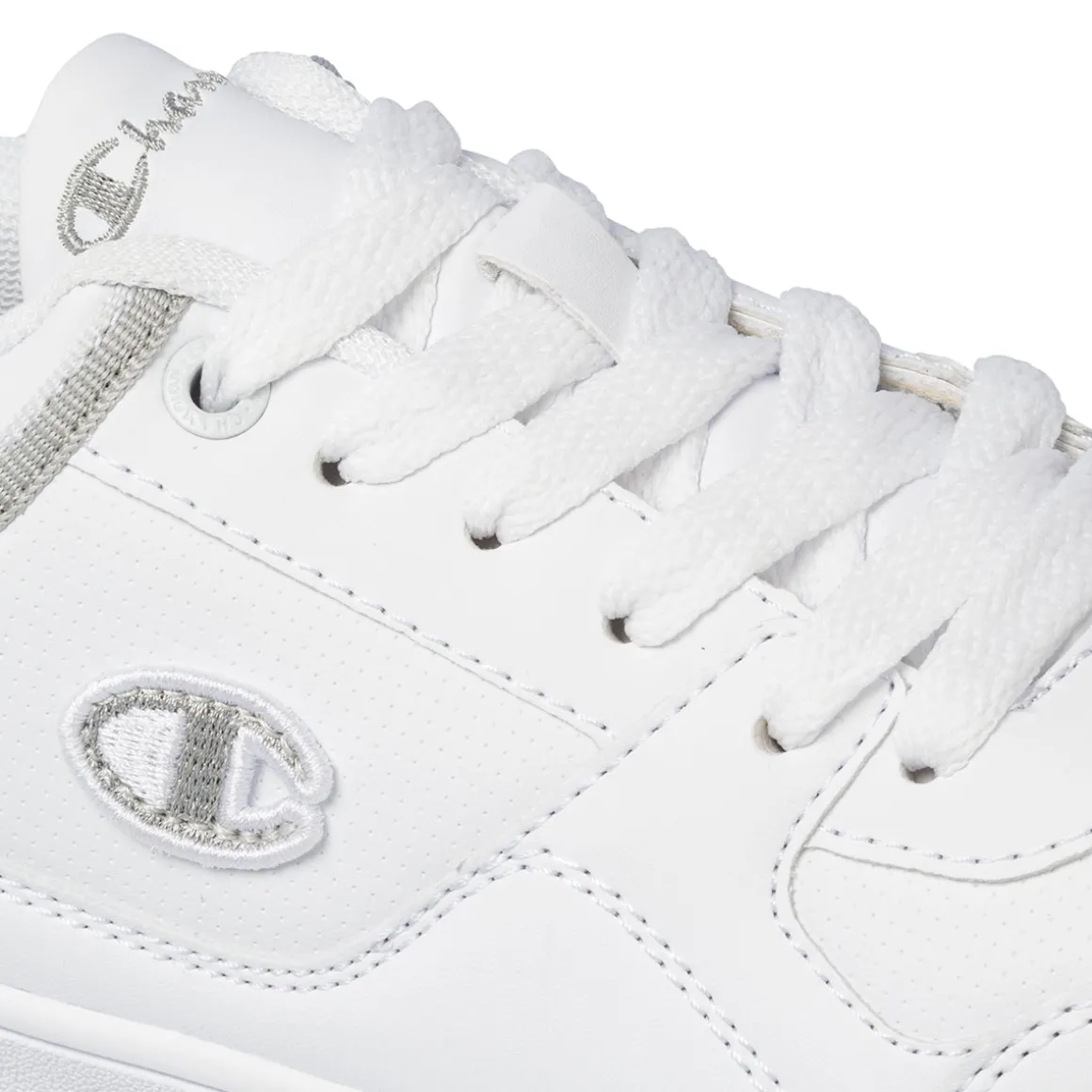 Sneakers da donna bianche con dettagli grigi e logo Champion Low Cut