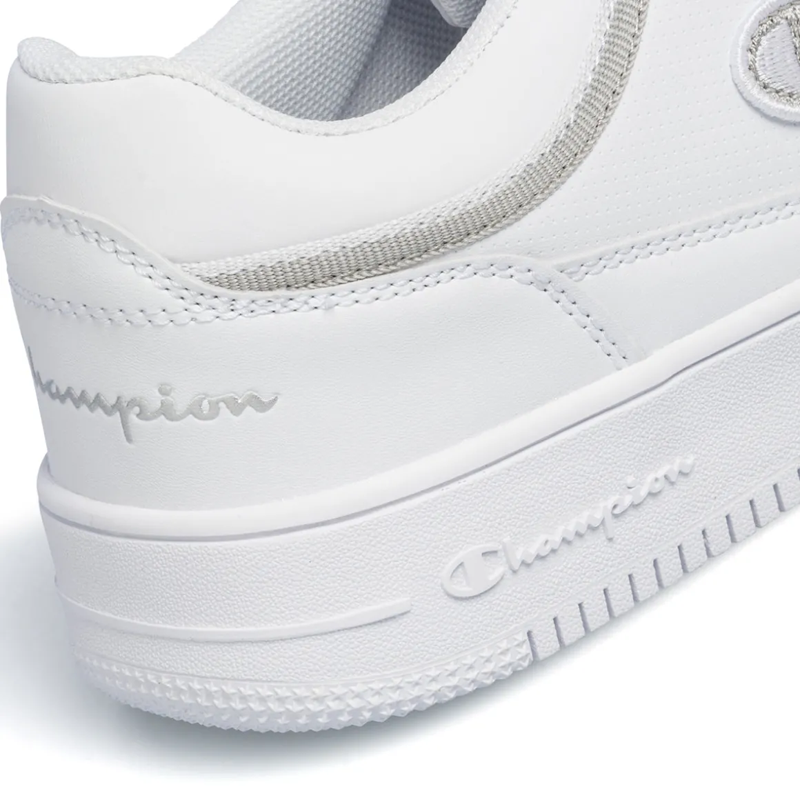 Sneakers da donna bianche con dettagli grigi e logo Champion Low Cut