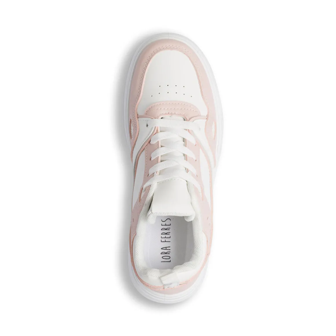 Sneakers da donna bianche e rosa Lora Ferres con suola platform