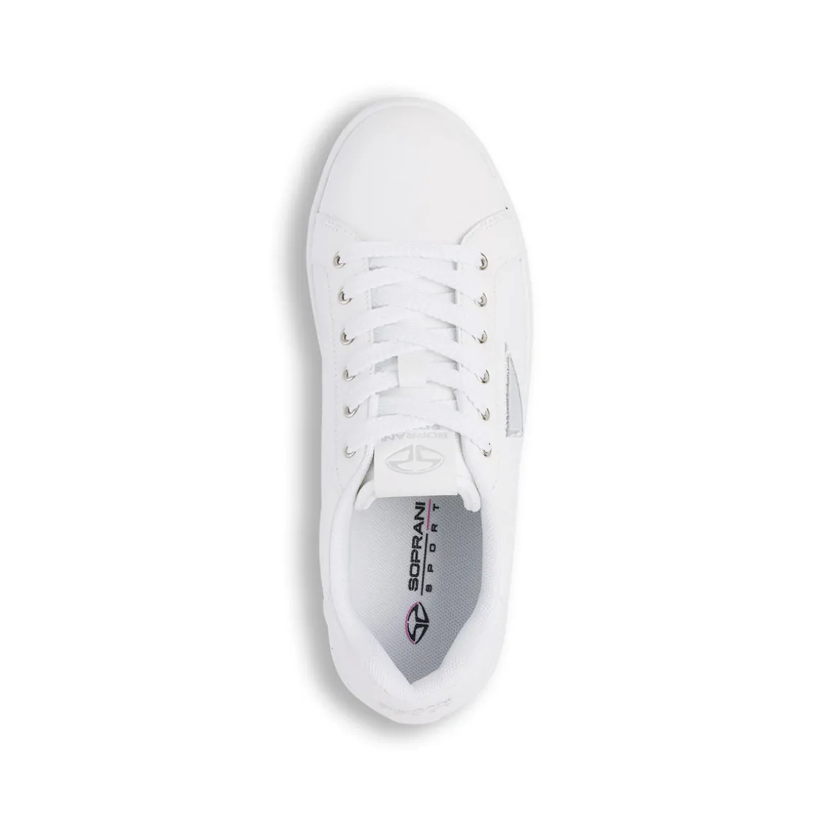 Sneakers da donna bianche Soprani Sport con dettagli argento