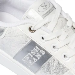 Sneakers da donna bianche con dettagli in argento Swish Jeans