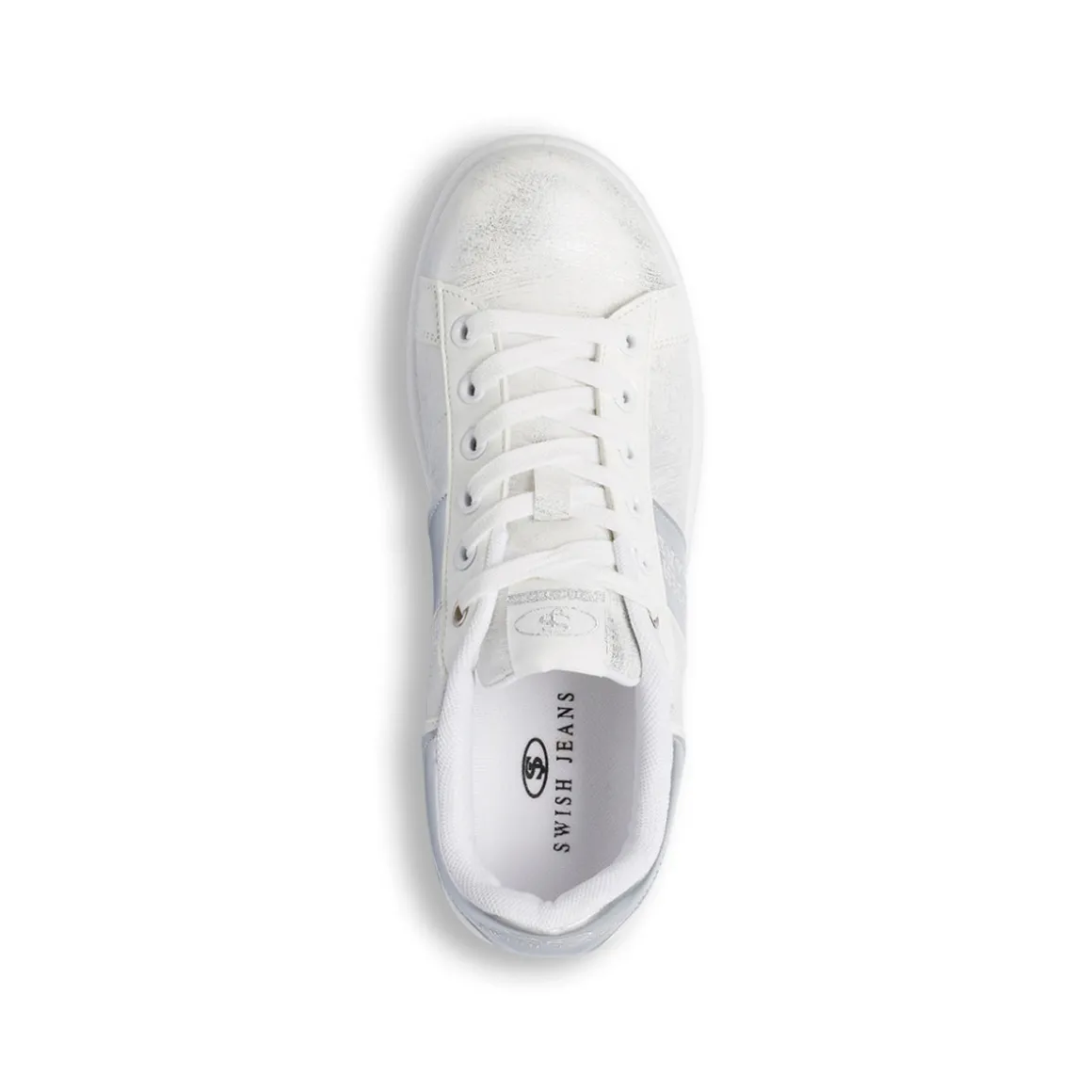 Sneakers da donna bianche con dettagli in argento Swish Jeans