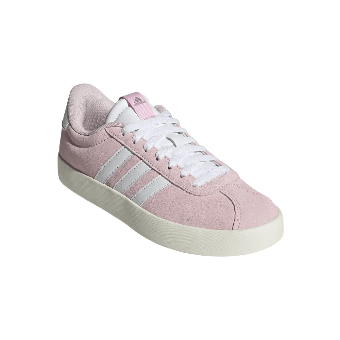 Sneakers da donna in pelle effetto scamosciato rosa e bianche adidas VL Court 3.0